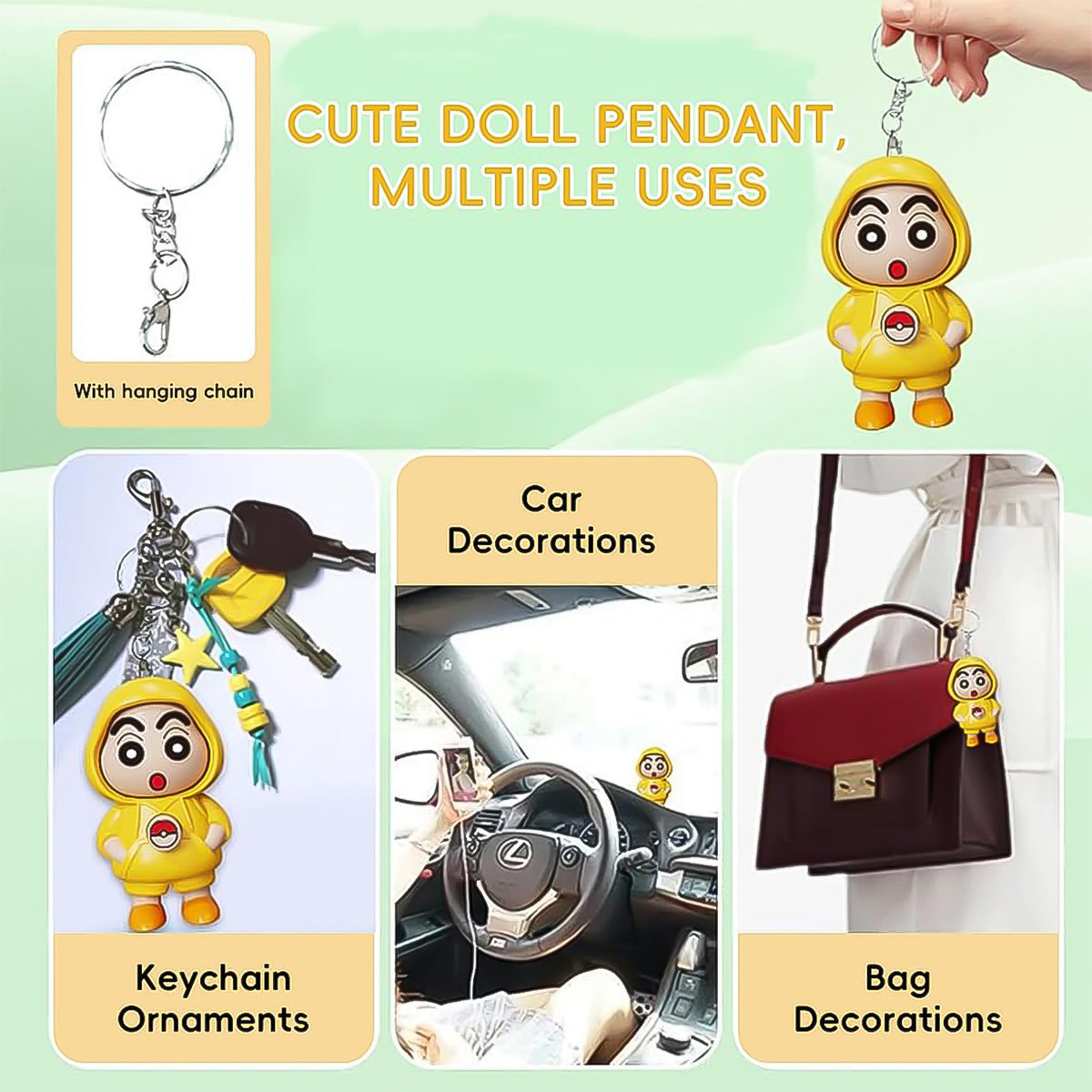 Face Changing Doll Key Holder – Cartoon Character Keychain with Switchable Expressions (1 Pc)