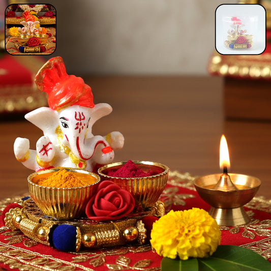 Decorative Lord Ganesha Pooja Thali Set (1 Pc)