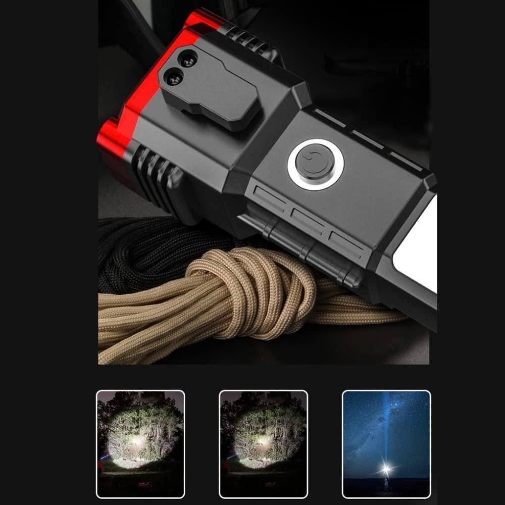 Multifunctional Work Portable LED Flashlight – Rechargeable Torch with Power Bank, Safety Hammer & 4 Modes