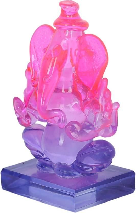 Twin Side Facing Ganesh Decorative Showpiece with Shivling Design | Crystal Multicolor – 6.5 cm