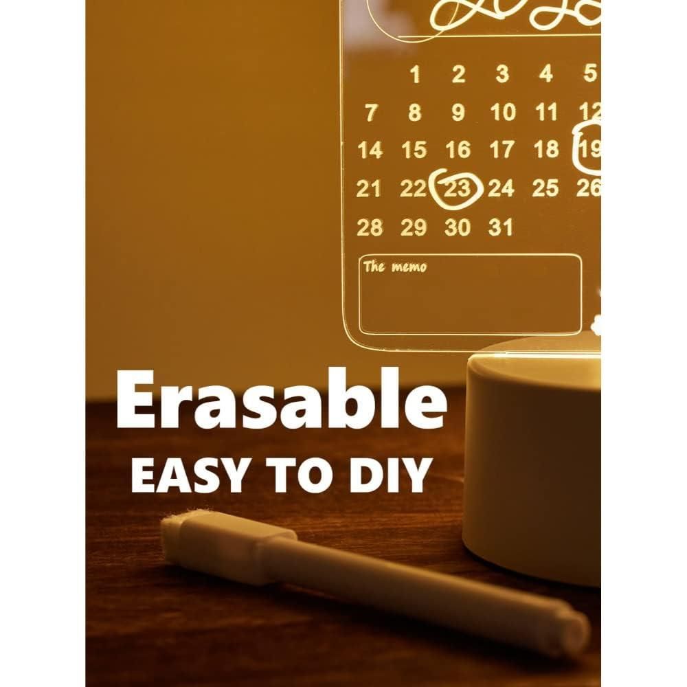 3D Acrylic Writing Board with Pen & Light | Creative LED Message Board
