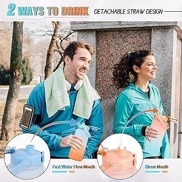 3 Pack Motivational Water Bottles Set with Time Marker & Straw | Leak-Proof BPA-Free Plastic Bottles for Kids & Adults | Portable Gym, School, Office, Outdoor Bottle Combo