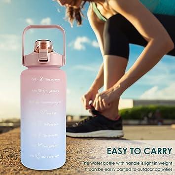 3 Pack Motivational Water Bottles Set with Time Marker & Straw | Leak-Proof BPA-Free Plastic Bottles for Kids & Adults | Portable Gym, School, Office, Outdoor Bottle Combo