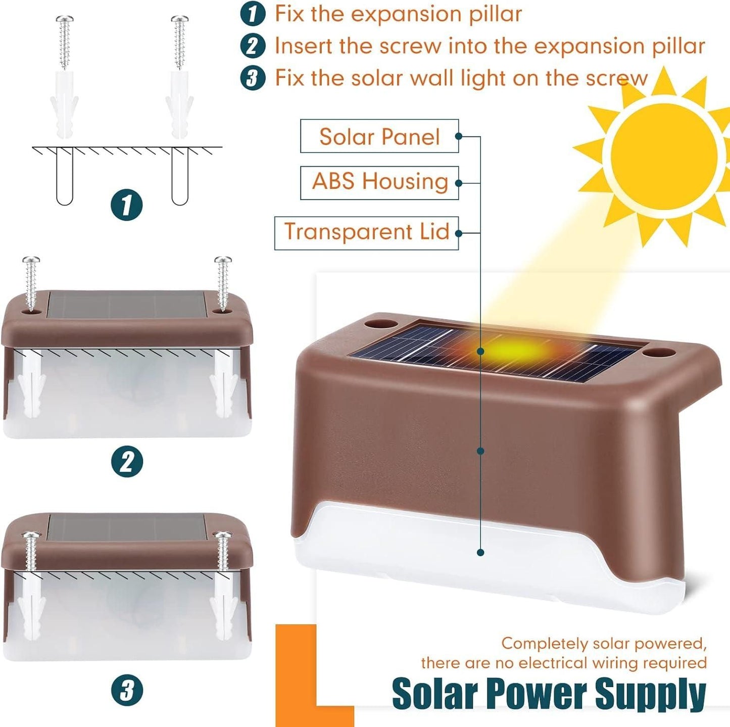Solar Deck Lights Outdoor | Waterproof & Energy-Saving - Pack of 4, Pack of 8