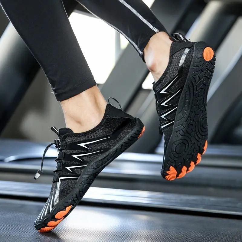 Men’s Nonslip Barefoot Shoes | Breathable Mesh Upper, Rubber Sole | Lightweight Lace-Up Casual Footwear | Comfortable & Flexible Walking Shoes for Men – Black