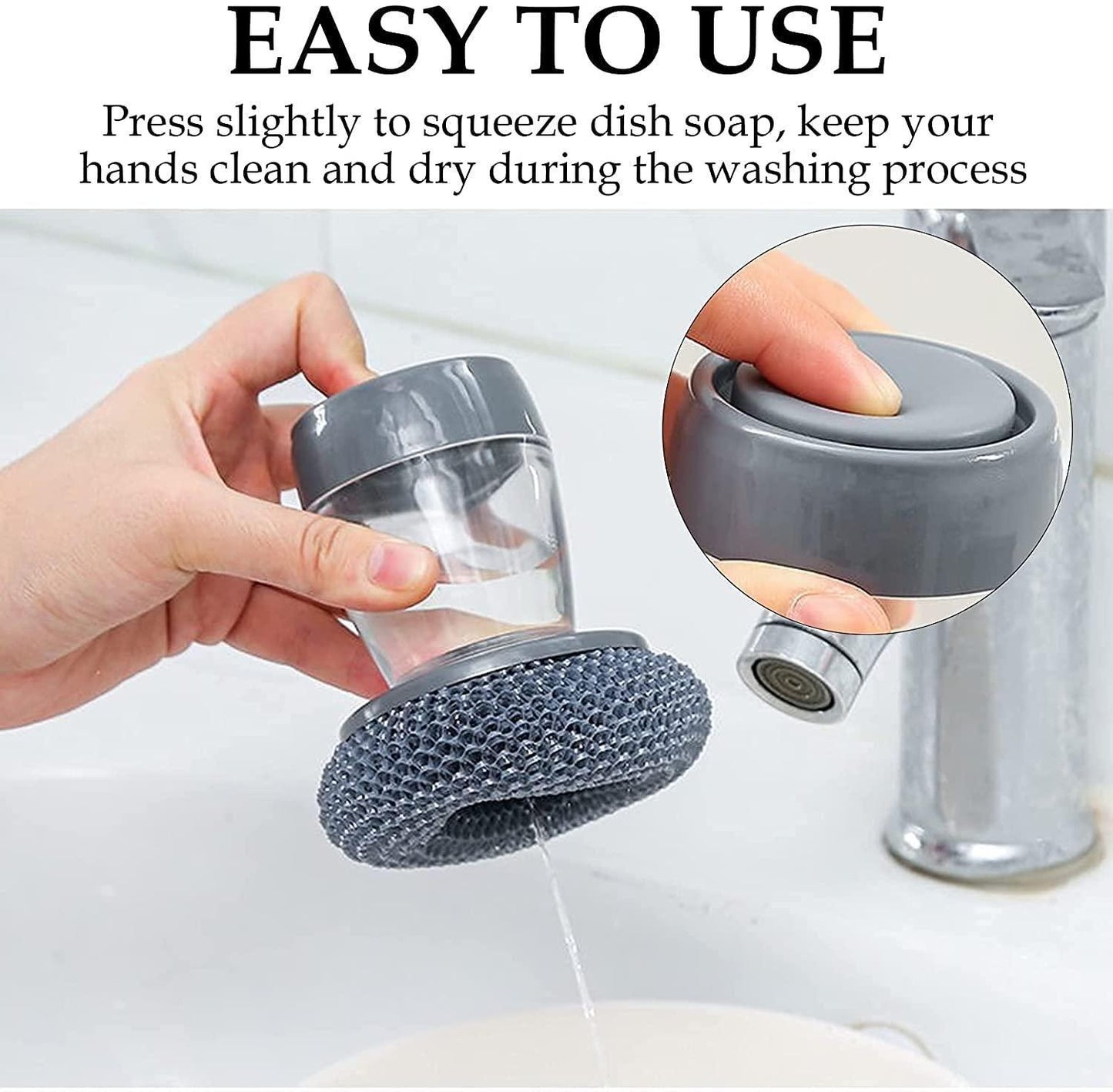 Kitchen Soap Dispensing Palm Brush – Pack of 2 | Multicolor