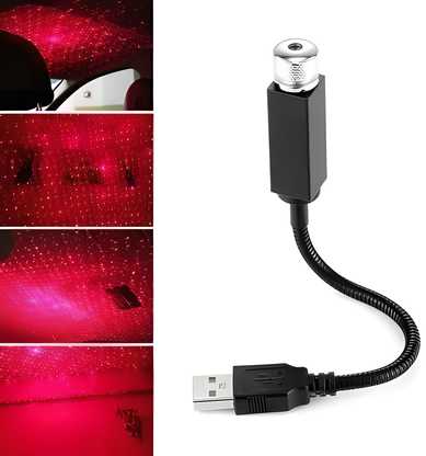 Star Lamp USB Car Star Ceiling Light (Red) | Romantic Sky Projection Night Lamp for Cars, Bedrooms & Parties | Fancy LED Starlight Projector