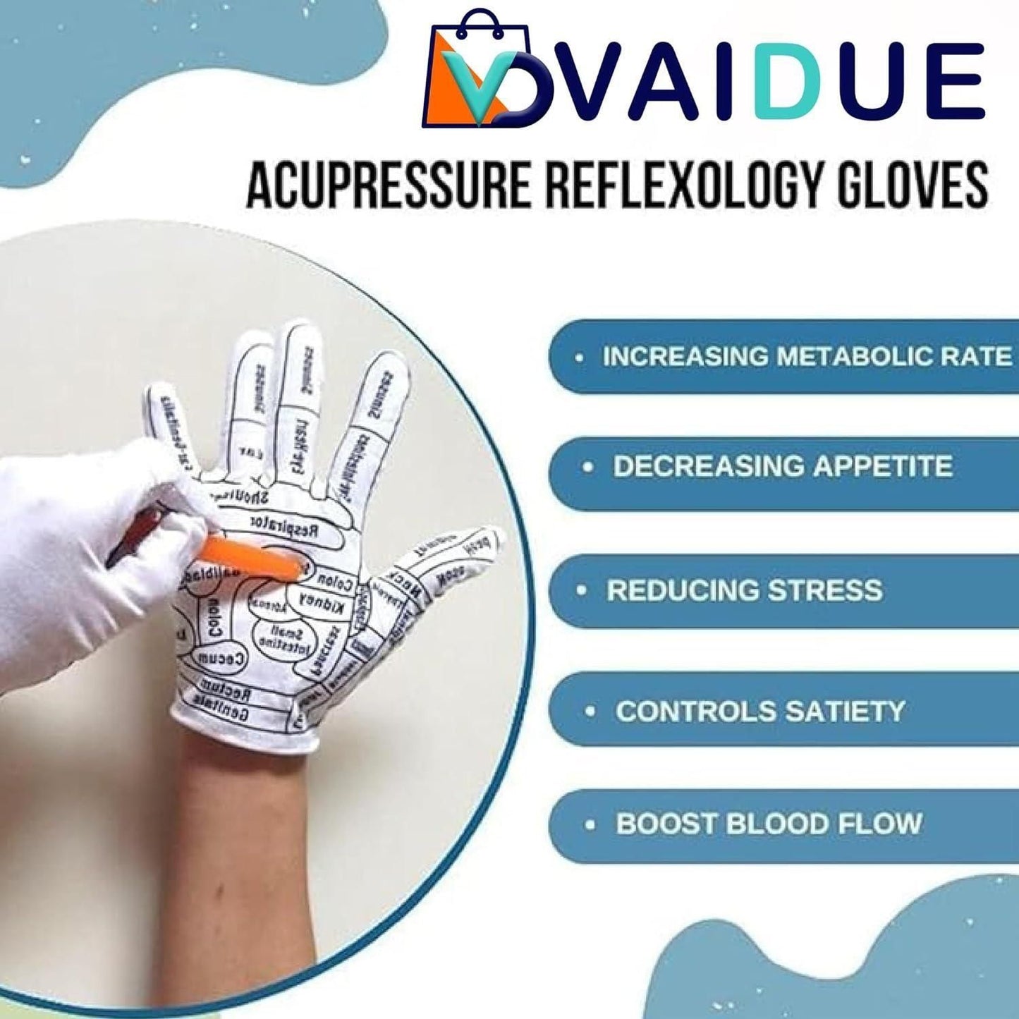 Acupressure Reflexology Hand Gloves for Women & Men | Cotton Therapy Gloves for Pain Relief, Physiotherapy & Full Body Relaxation | Pack of 1 Pair