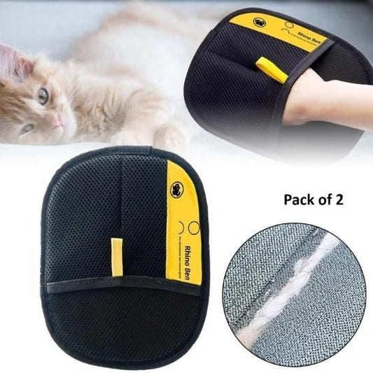 Pet Hair Removal Gloves  Double-Sided Grooming & Deshedding Pack of 2