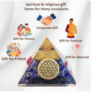 Lapis Lazuli Orgon Pyramid – Handcrafted Energy Balancer & Decorative Crystal