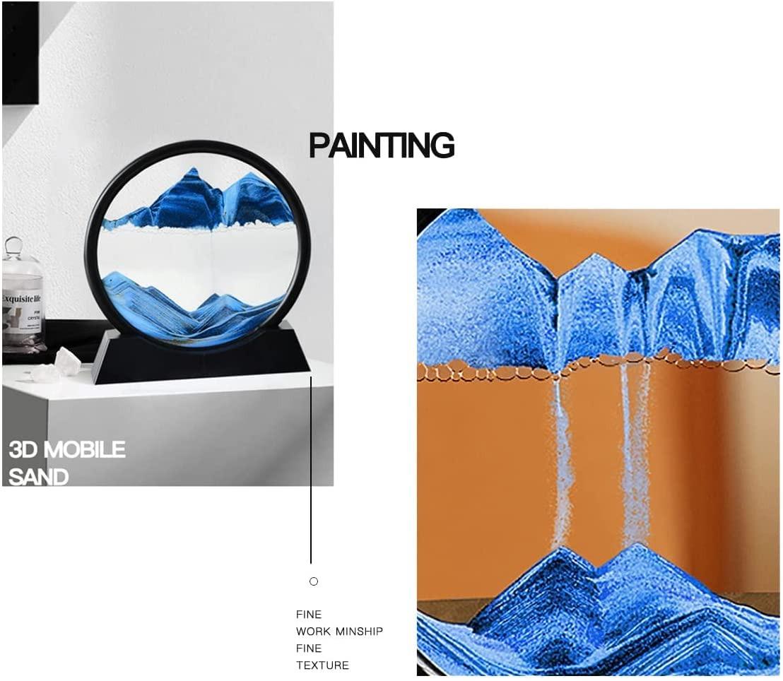 3D Deep Sea Moving Sand Art | Relaxing Kinetic Sandscape Art Table Décor | Glass & Heavy Plastic Dynamic Sand Painting for Home & Office (30.5 x 30.5 x 5.1 cm)