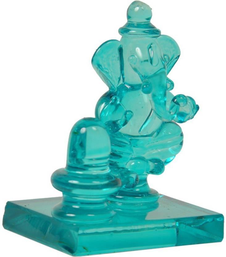 Twin Side Facing Ganesh Decorative Showpiece with Shivling Design | Crystal Multicolor – 6.5 cm