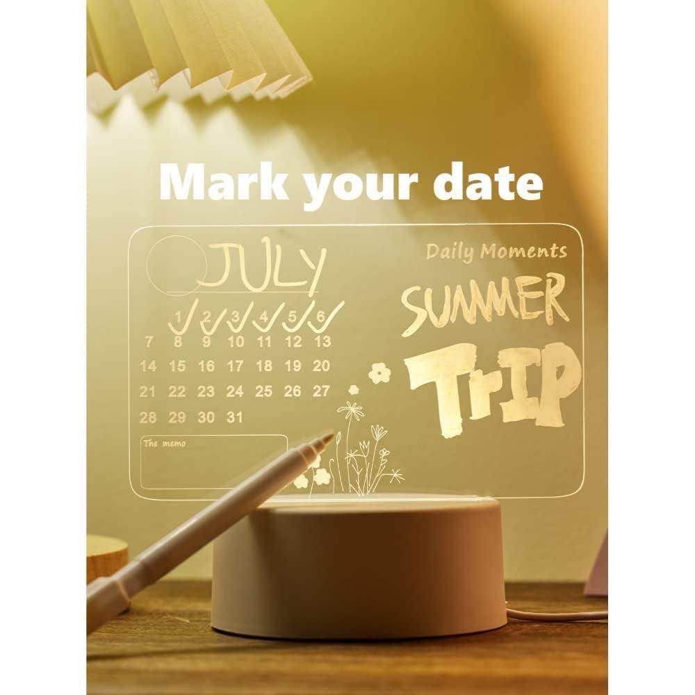 3D Acrylic Writing Board with Pen & Light | Creative LED Message Board