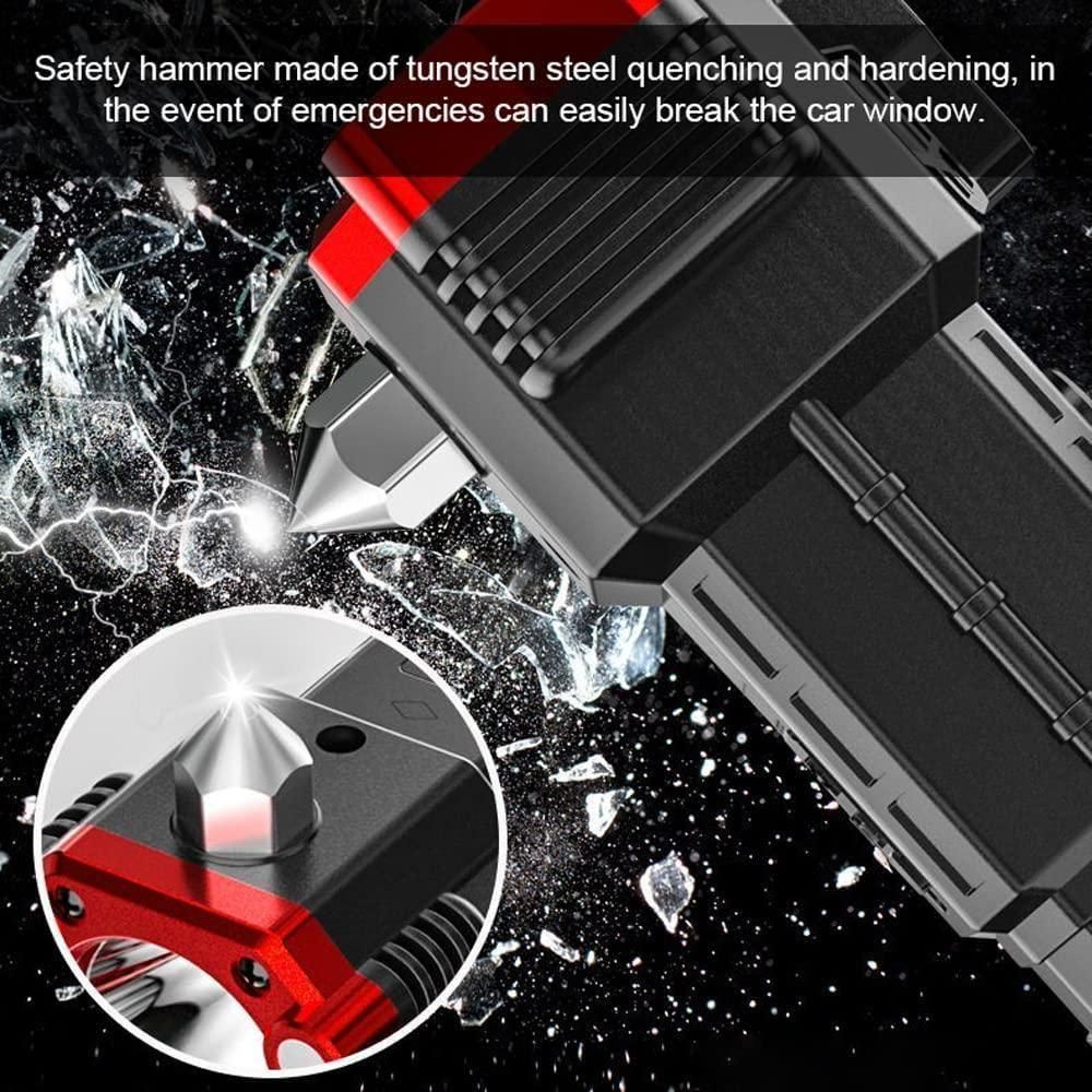 Multifunctional Work Portable LED Flashlight – Rechargeable Torch with Power Bank, Safety Hammer & 4 Modes