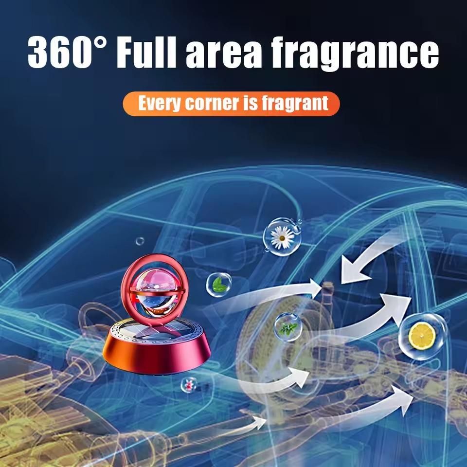 Solar Energy Rotate Car Perfume Diffuser – Premium Aluminium Alloy Aromatherapy for Your Car