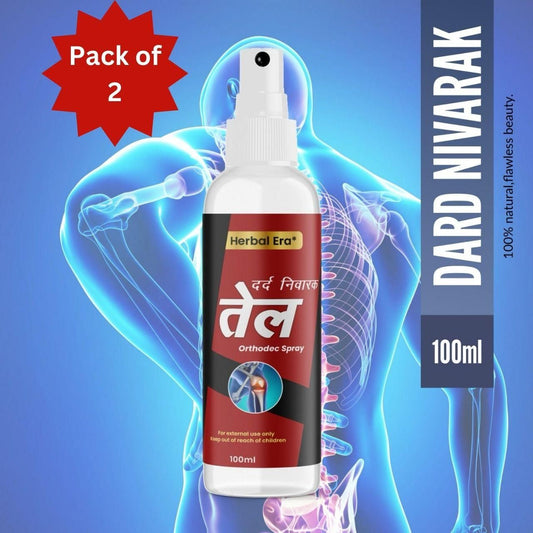 Herbal Era Dard Nivarak Spray Tel 100ml (Pack of 2) | Natural Pain Relief Oil Spray | Fast-Absorbing, Non-Greasy Formula with 25 Herbal Ingredients
