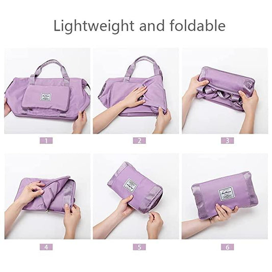 Nylon Travel Duffle Bag – 22 cm Foldable - Lavender