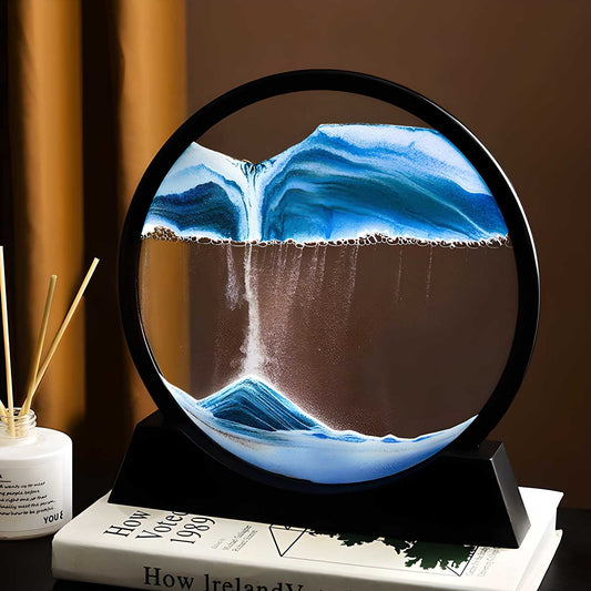 3D Deep Sea Moving Sand Art | Relaxing Kinetic Sandscape Art Table Décor | Glass & Heavy Plastic Dynamic Sand Painting for Home & Office (30.5 x 30.5 x 5.1 cm)