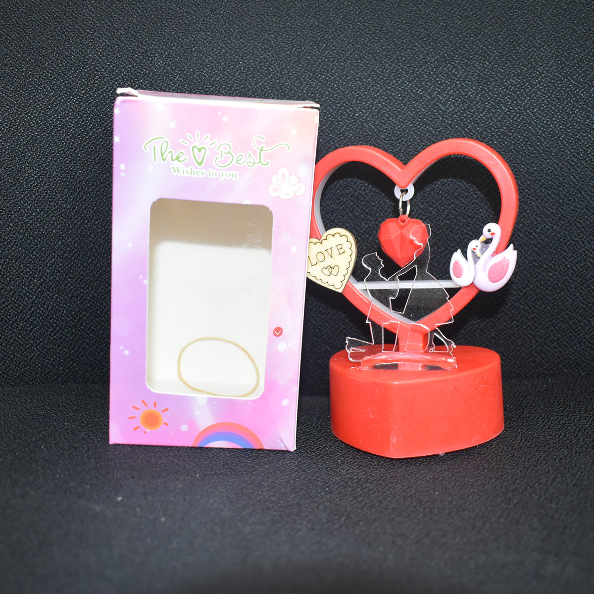 Heart-shaped Decorative Love Showpiece (1 Pc) with Hanging Heart & Warm LED Light | Romantic Table Décor Gift for Couples (Battery Not Included)