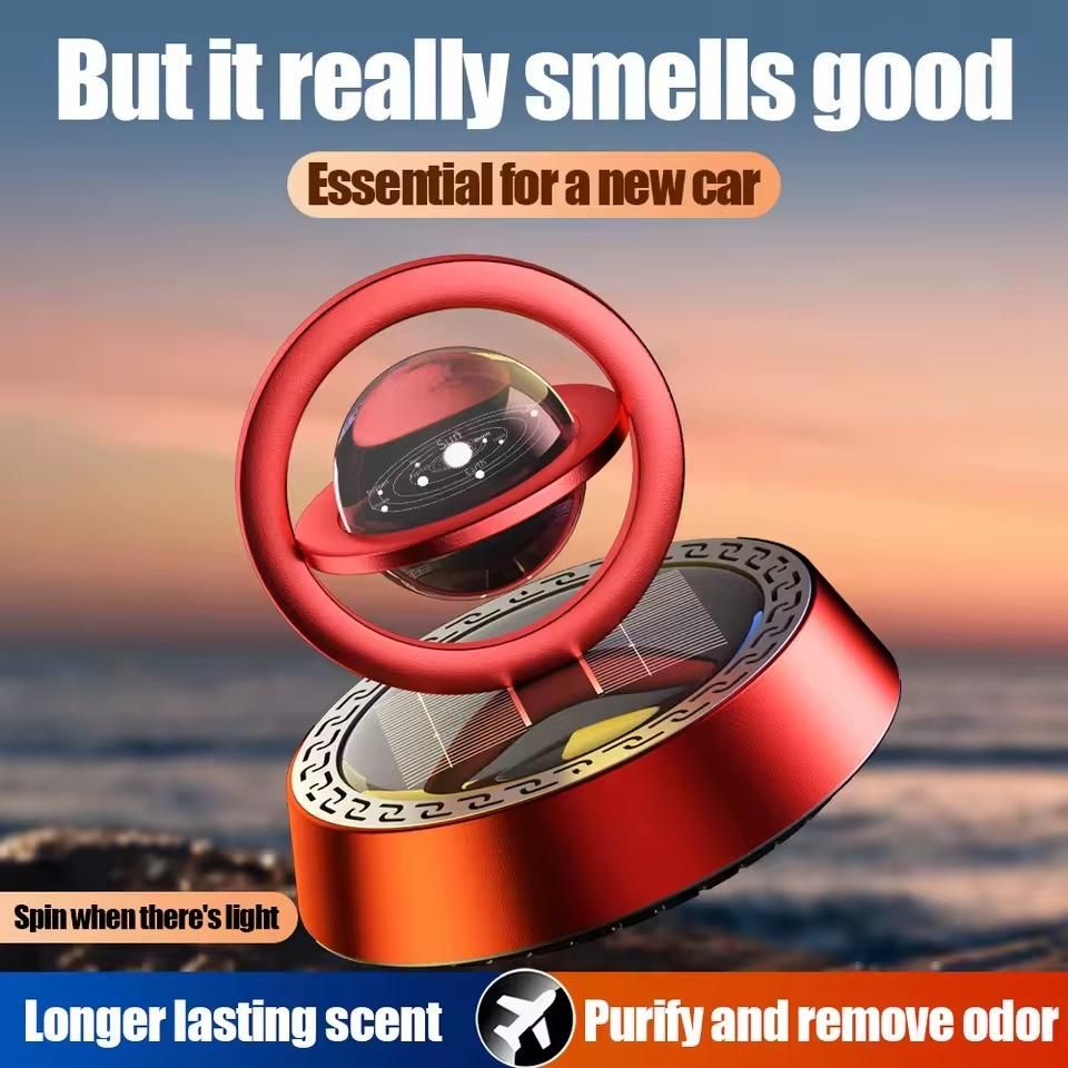 Solar Energy Rotate Car Perfume Diffuser – Premium Aluminium Alloy Aromatherapy for Your Car