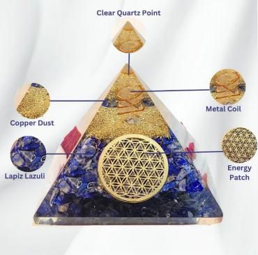 Lapis Lazuli Orgon Pyramid – Handcrafted Energy Balancer & Decorative Crystal