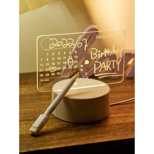 3D Acrylic Writing Board with Pen & Light | Creative LED Message Board