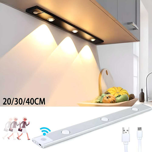 LED PIR Motion Sensor Cabinet Light with USB Rechargeable | Stick-On Wireless Closet Light | Warm & White Lighting | Dimmable, Energy Saving (Pack of 1)
