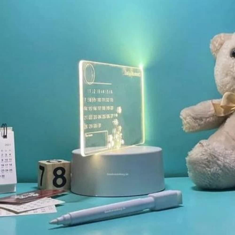 3D Acrylic Writing Board with Pen & Light | Creative LED Message Board