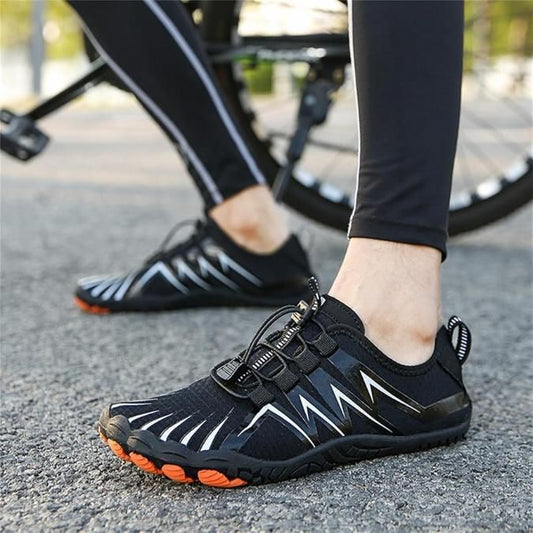 Men’s Nonslip Barefoot Shoes | Breathable Mesh Upper, Rubber Sole | Lightweight Lace-Up Casual Footwear | Comfortable & Flexible Walking Shoes for Men – Black