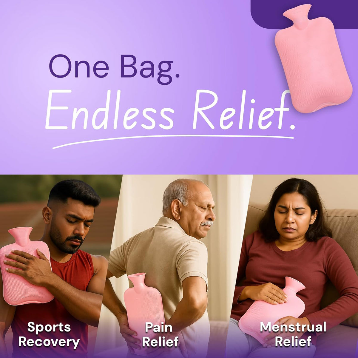 Premium Quality Rubber Hot Water Bag – Large | Heat Therapy Bottle for Pain Relief