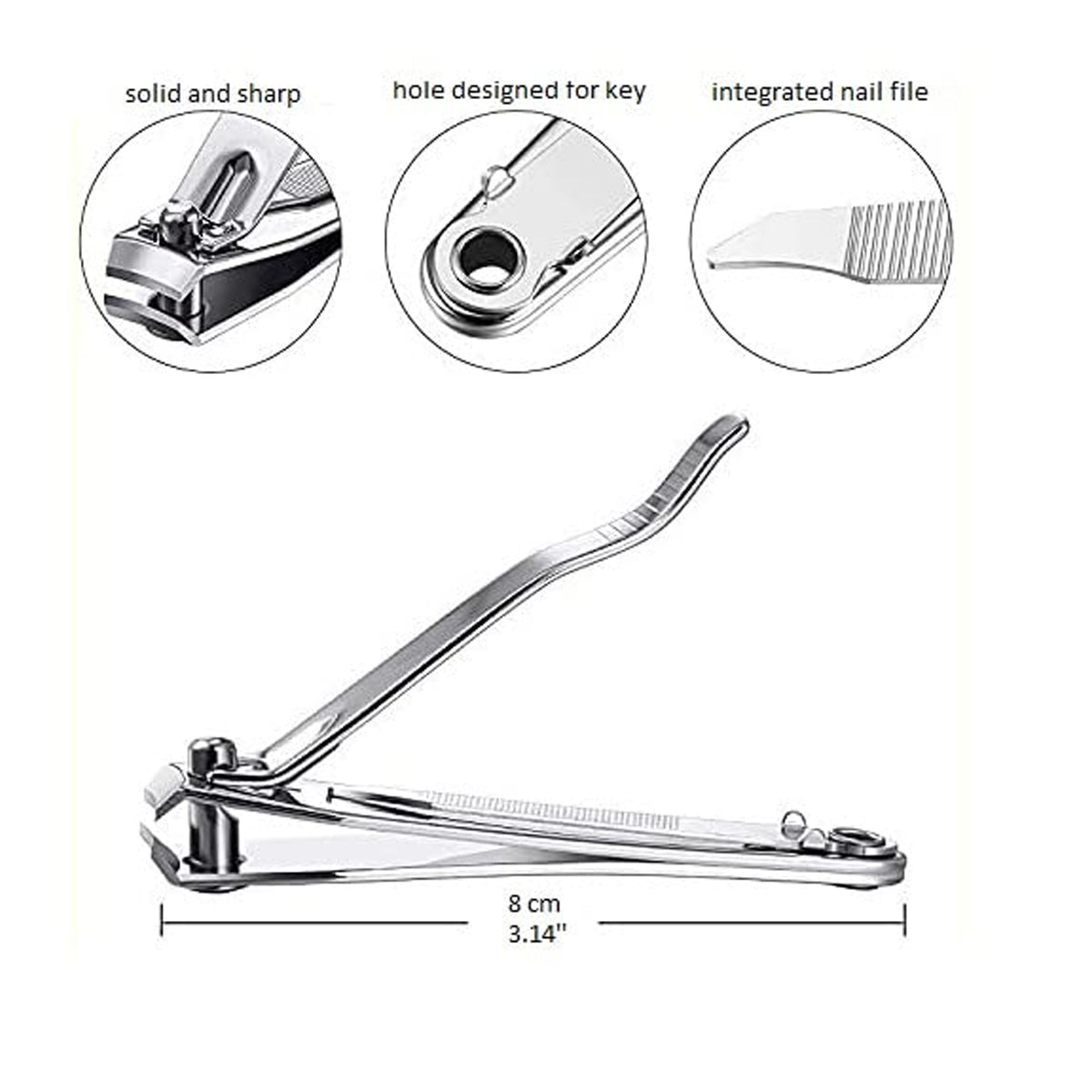 Premium Heavy-Duty Stainless Steel Nail Cutter with Built-In Nail File | Sharp Anti-Slip Nail Clipper for Fingernails, Toenails, Clean Trimming & Precise Grooming (1 Pc)