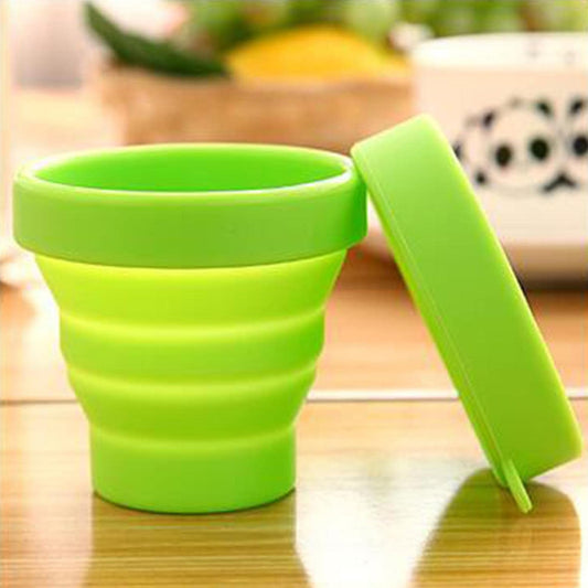 Round Silicone Foldable Glass, Foldable Travel Mug with Lid, Silicone Mug, Camping Cup, Lightweight Travel Drinking Mug, Fancy Stylish Mug for Girls, Boys (1 Pc)