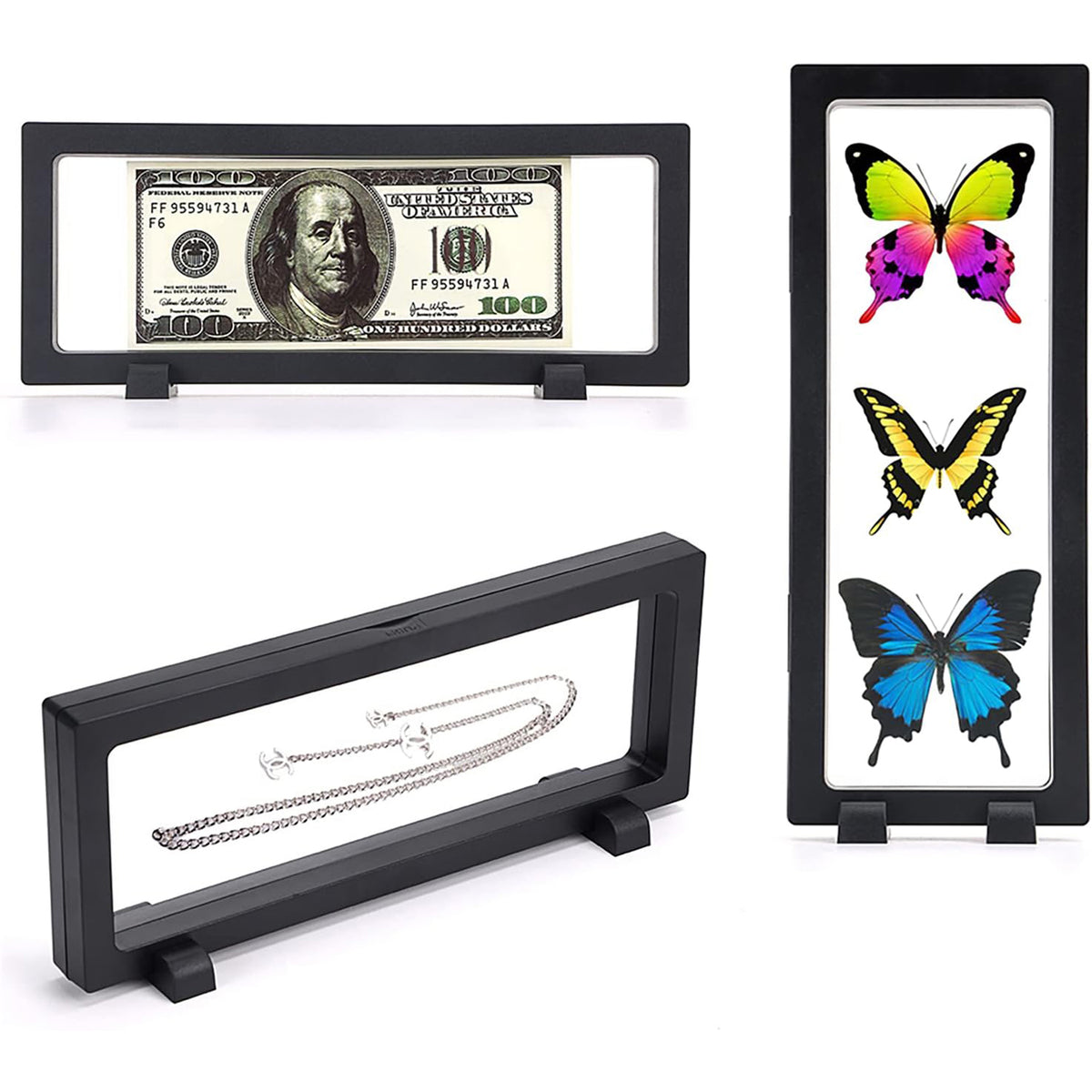Transparent Jewellery Display Box (23x9 Cm 1 Pc) | Floating Frame Organizer | Magnetic Display Case
