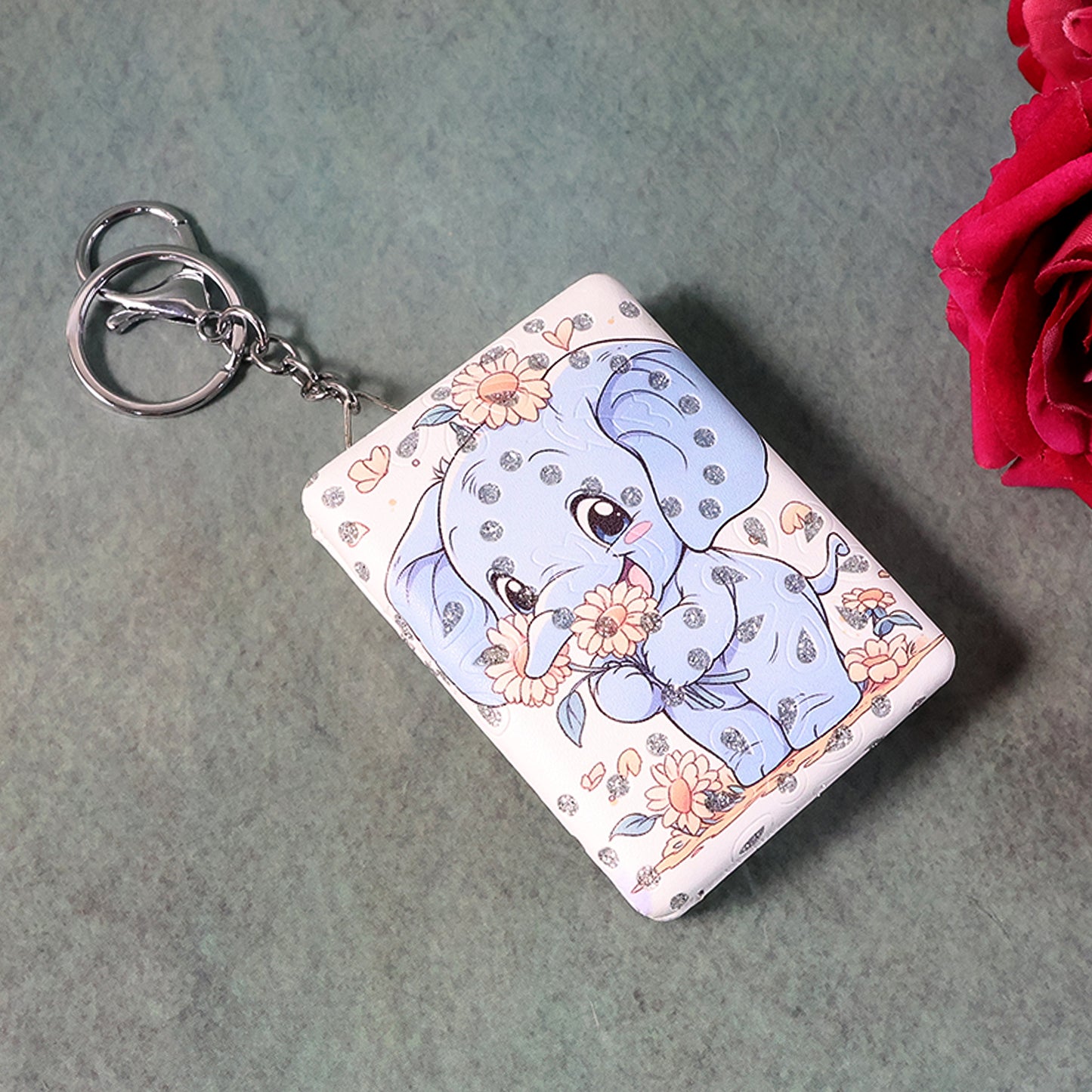 Foldable Mirror Keychain – Cute Elephant Compact Portable Handheld Mirror (1 Pc)