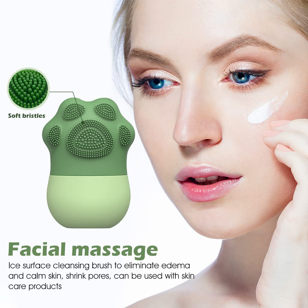 Ice Roller for Face Massage and Eye Care Anti Leak Silicone Ice Face Roller with Cleansing Brush for Skin Tightening and Pore Minimizing