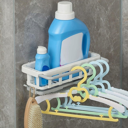 Multipurpose Plastic Hanging Sink Drain Rack Retractable Sponge Holder with Adhesive Hook Kitchen and Bathroom Storage Organizer Dishcloth Drying Basket (1 Pc)