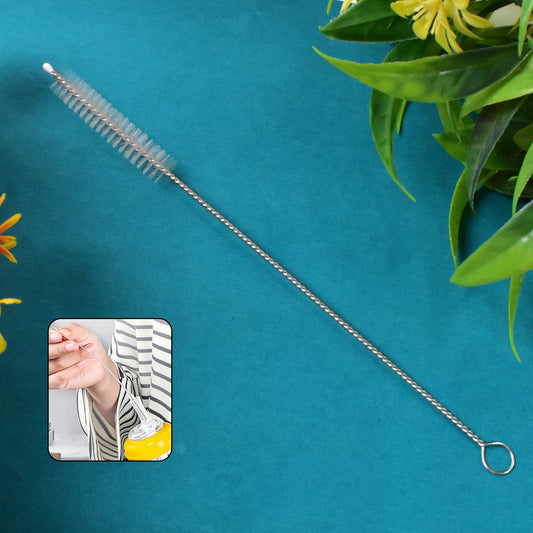 Stainless Steel Straw Cleaning Brush Drinking Pipe (20 Cm 1 Pc) | Flexible Nylon Head Tube Cleaner | Deep Cleaning Tool for Straws, Spouts & Small Nozzles