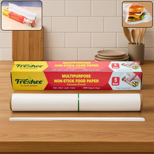 Freshee Multipurpose Grease-proof & Non-stick Food Paper Roll - 300 Mm x 5 Meter | Oil-Resistant Baking & Wrapping Paper
