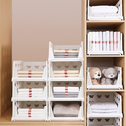 4 Layer Stackable Multifunctional Storage Cart Foldable Drawer Shelf Basket Utility Organizer Rack for Kitchen Pantry Closet Bedroom Bathroom and Laundry (1 Pc)