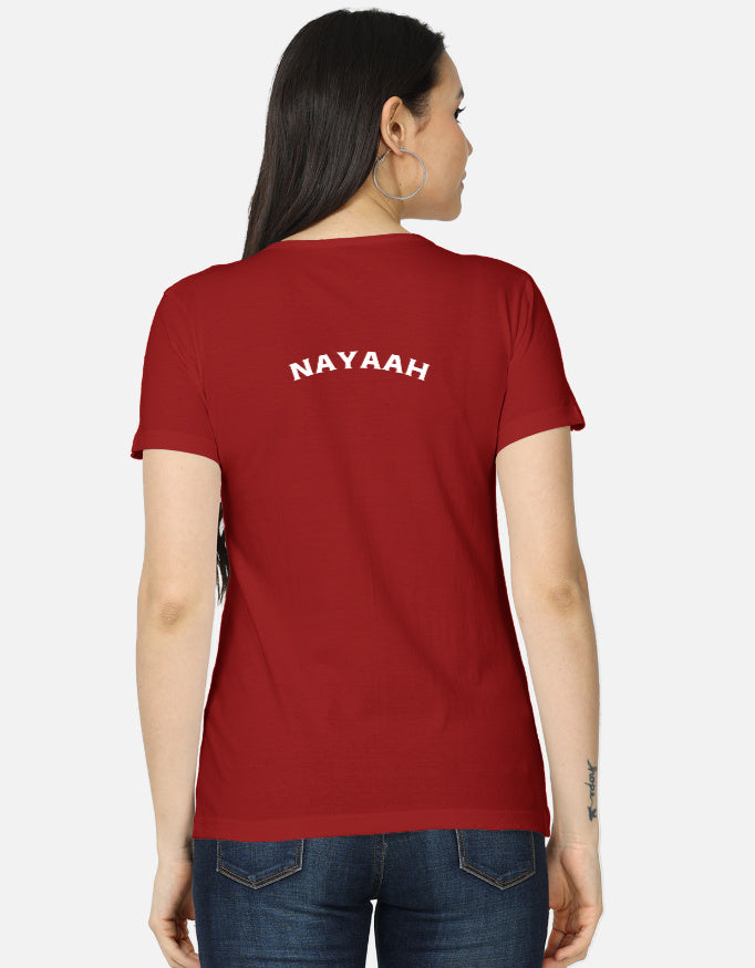 NAYAAH Premium Women's Classic 100% Cotton 180 GSM Regular Fit T-Shirt – Soft Breathable Everyday Essential Wear - Red