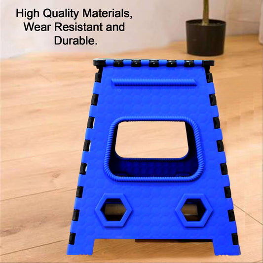 18 Inch Plastic Folding Step Stool Heavy Duty Foldable Utility Stool with Carry Handle for Kids and Adults Home Kitchen Bathroom Outdoor Use (1 Pc)