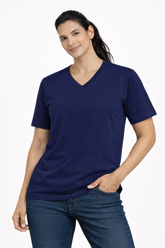 NAYAAH Unisex V Neck T-Shirt - Plain Royal Blue