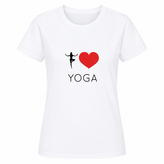 NAYAAH Premium Women's Classic 100% Cotton 180 GSM Regular Fit T-Shirt – Soft Breathable Everyday Essential Wear - I Love Yoga | White