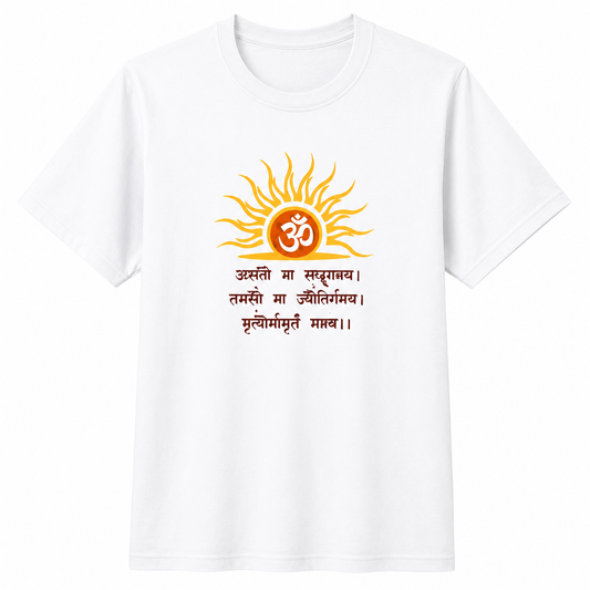 NAYAAH Premium Poly-Cotton 180 GSM Men/Unisex T-Shirt – Soft Minimal Everyday Essential Wear - Om | White