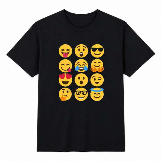 NAYAAH Premium (Navy Blue) Poly-Cotton 180 GSM Unisex T-Shirt – Soft Minimal Everyday Graphic Wear - Smiley Emoji