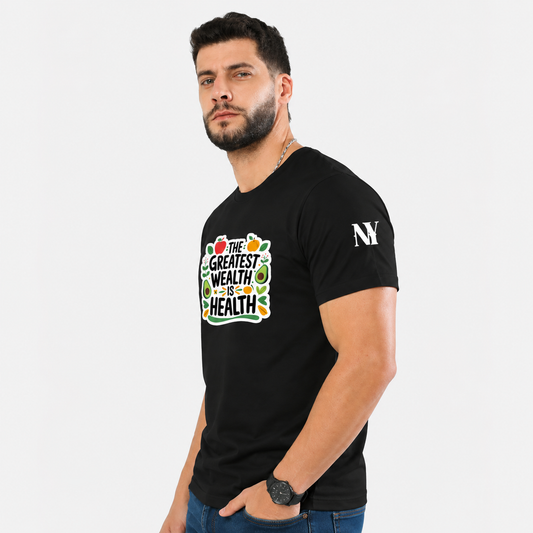 NAYAAH Premium (Black) Poly-Cotton 180 GSM Unisex T-Shirt – Soft Minimal Everyday Graphic Wear - Health Is Wealth