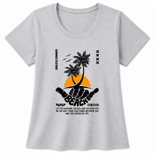 NAYAAH Premium Women's Classic 100% Cotton 180 GSM Regular Fit T-Shirt – Soft Breathable Everyday Wear - Beach | Grey