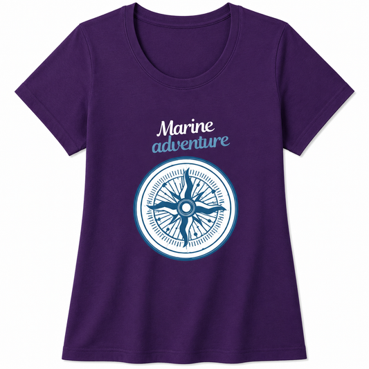 NAYAAH Premium Women's Classic 100% Cotton 180 GSM Regular Fit T-Shirt – Soft Breathable Everyday Wear - Marine Adventure | Purple