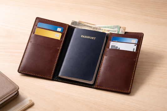 Premium PU Leather Multipurpose Card Holder, Passport Cover & Slim Travel Wallet – Stylish Tri-Fold Design with Multiple Card Slots, Currency Pocket, Durable Stitch Finish & Compact Professional Look (1 Pc)