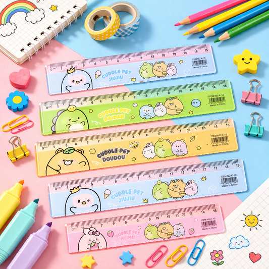 Premium Cute Cartoon Plastic Ruler Set for Kids (5 Pc) – Durable School Measuring Scale Kit with Clear Markings for Drawing, Geometry, Craft Work & Classroom Use